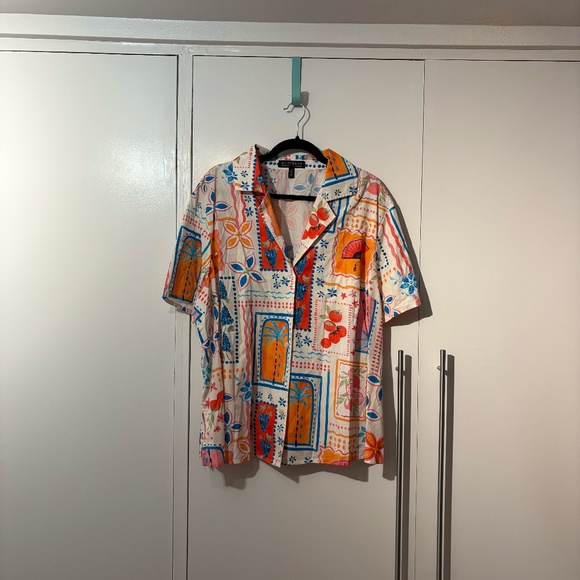 ELOQUII Relaxed Short Sleeve Button Down – Orange, Plus Size 18, NWT - Picture 1 of 7